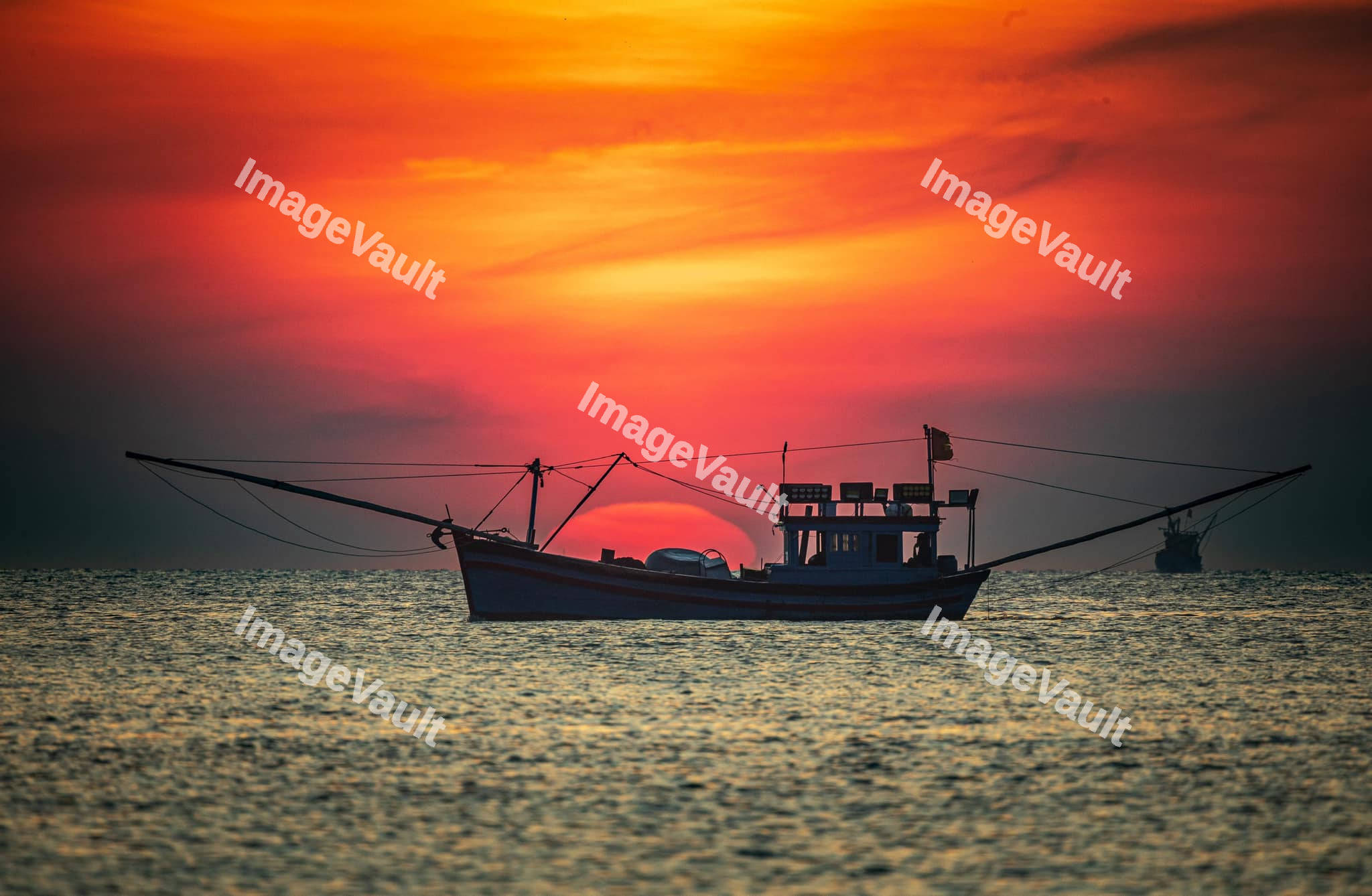 Boat in the middle of the sea